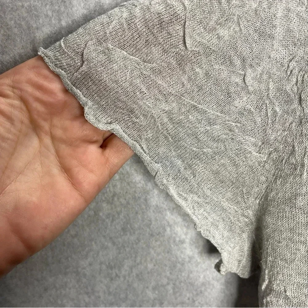 Eileen Fisher Pressed Viscose Crinkle Gray Cardigan